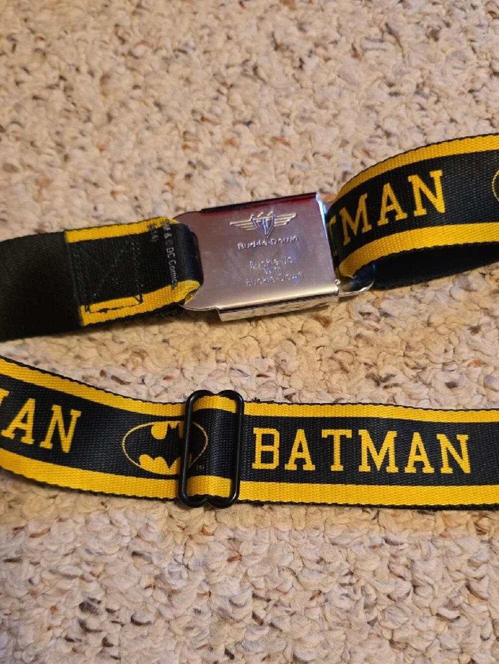 Buckle-Down Batman Black and Yellow Logo Seatbelt-Style Belt